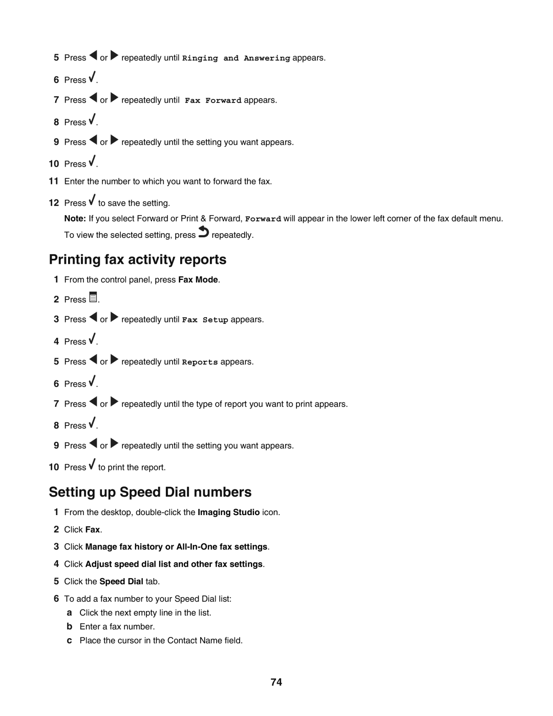 Lexmark 5400 manual Printing fax activity reports, Setting up Speed Dial numbers 