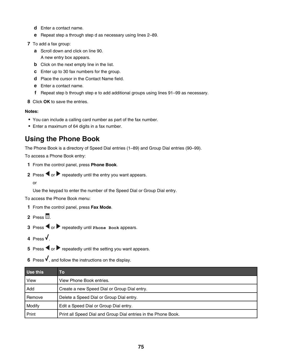 Lexmark 5400 manual Using the Phone Book, Use this 