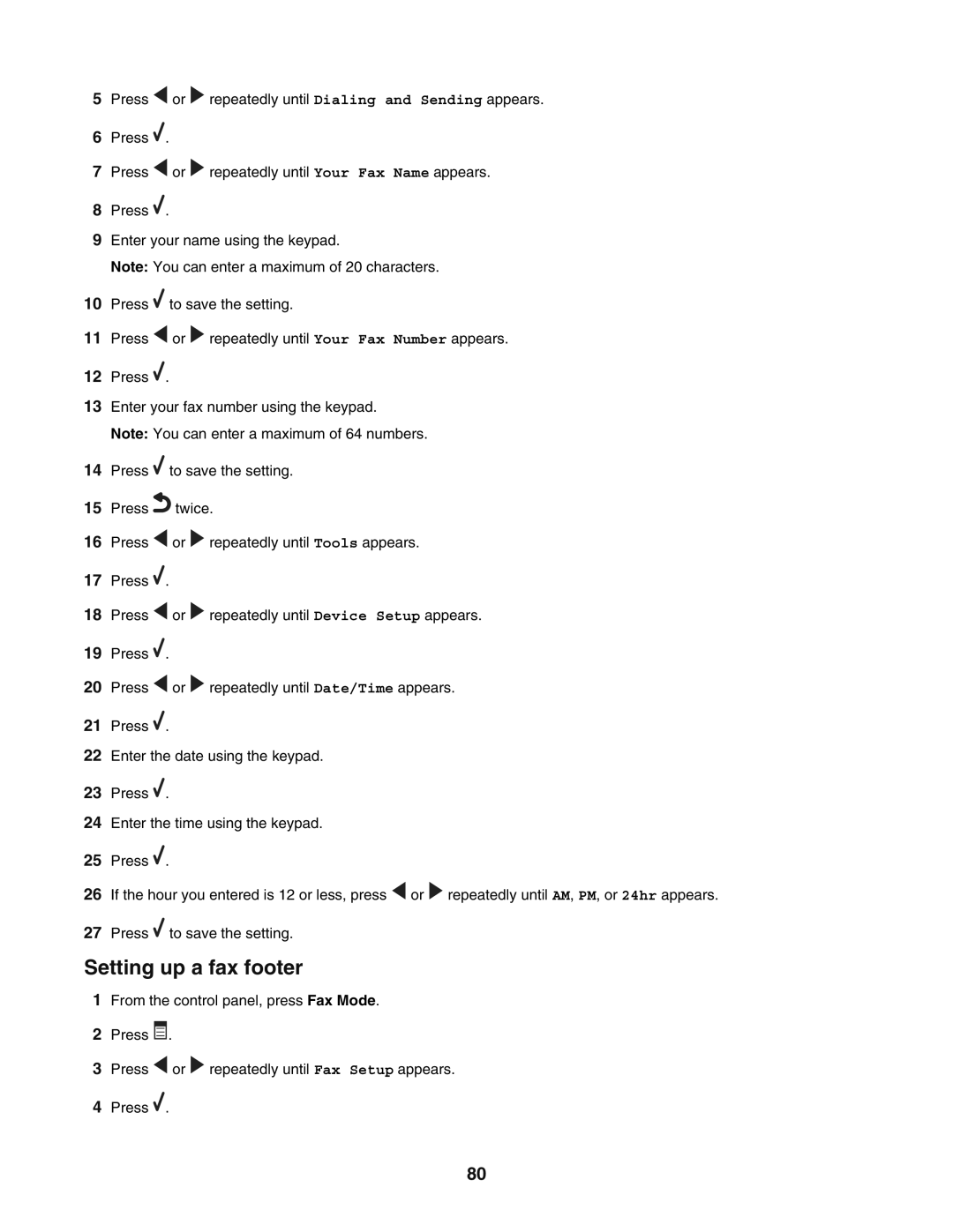 Lexmark 5400 manual Setting up a fax footer 