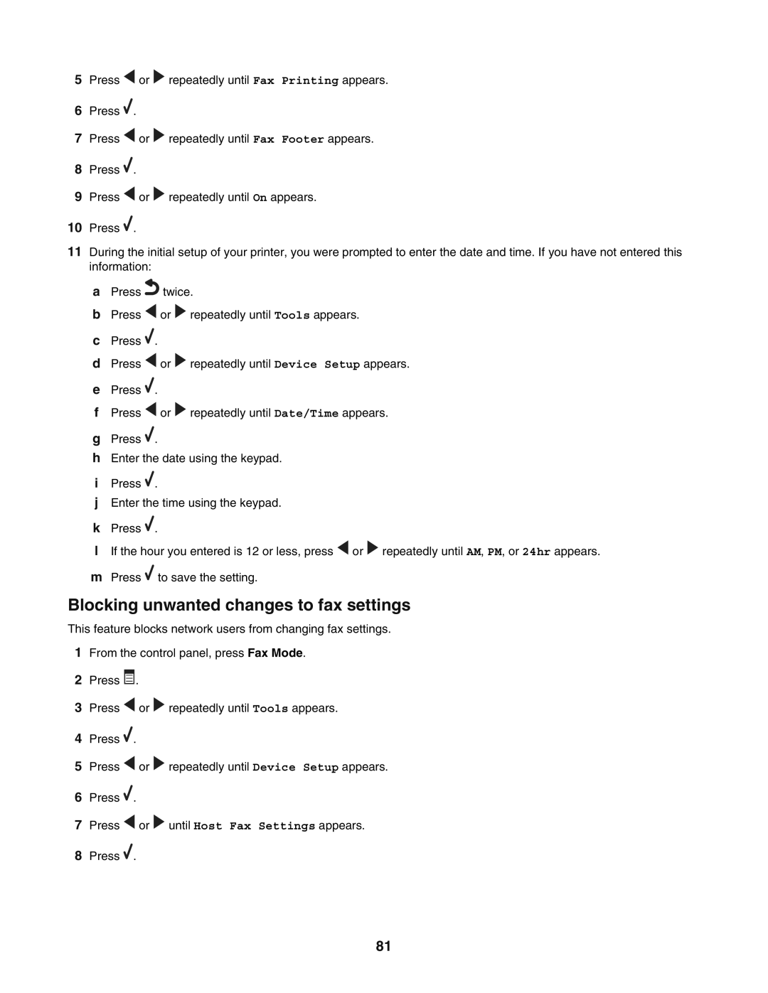 Lexmark 5400 manual Blocking unwanted changes to fax settings 