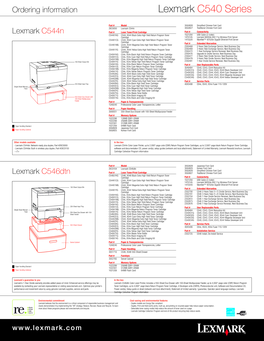 Lexmark manual Lexmark C544n, Lexmark C546dtn, Furniture, Installation Service 