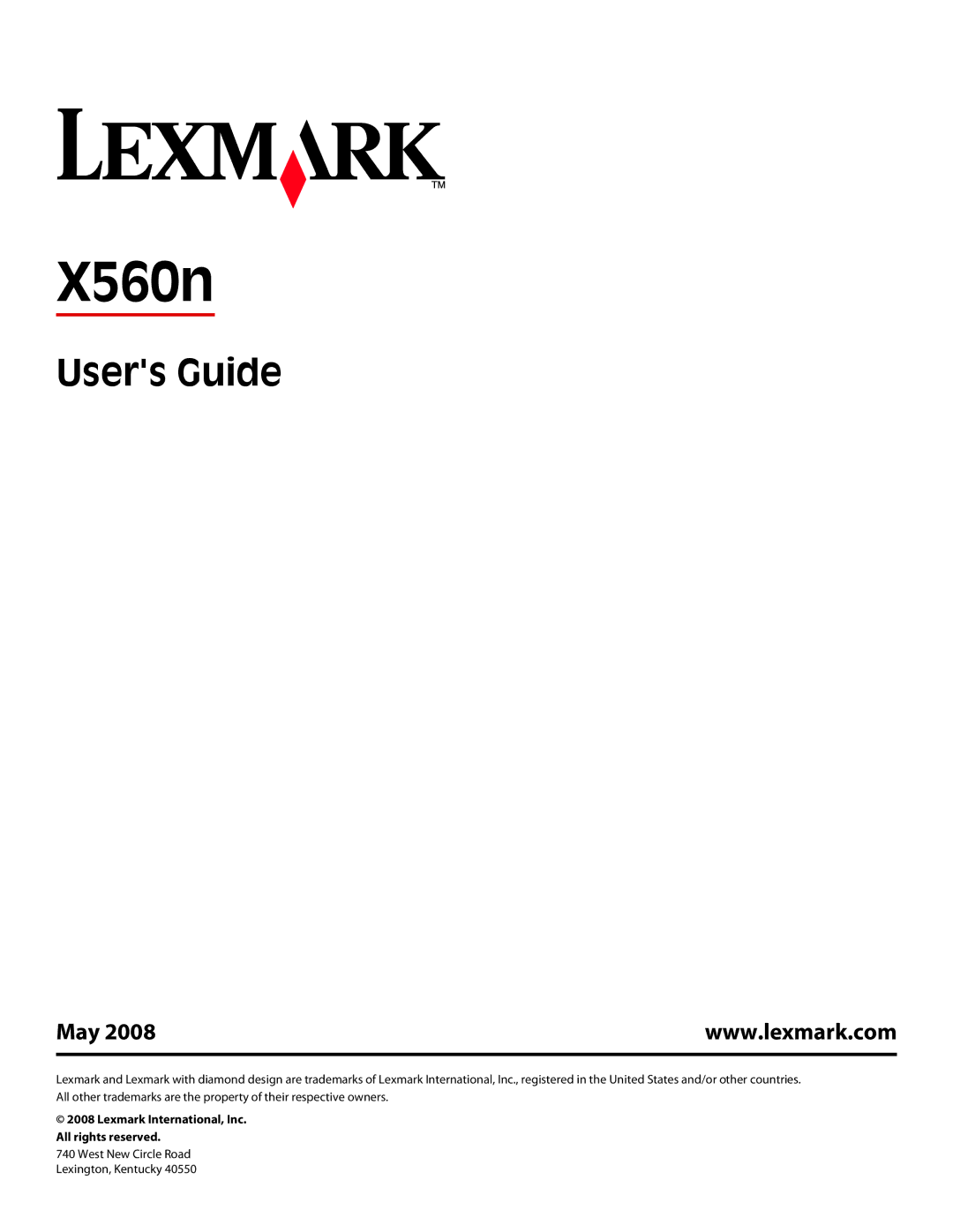 Lexmark 560n manual Users Guide, May 