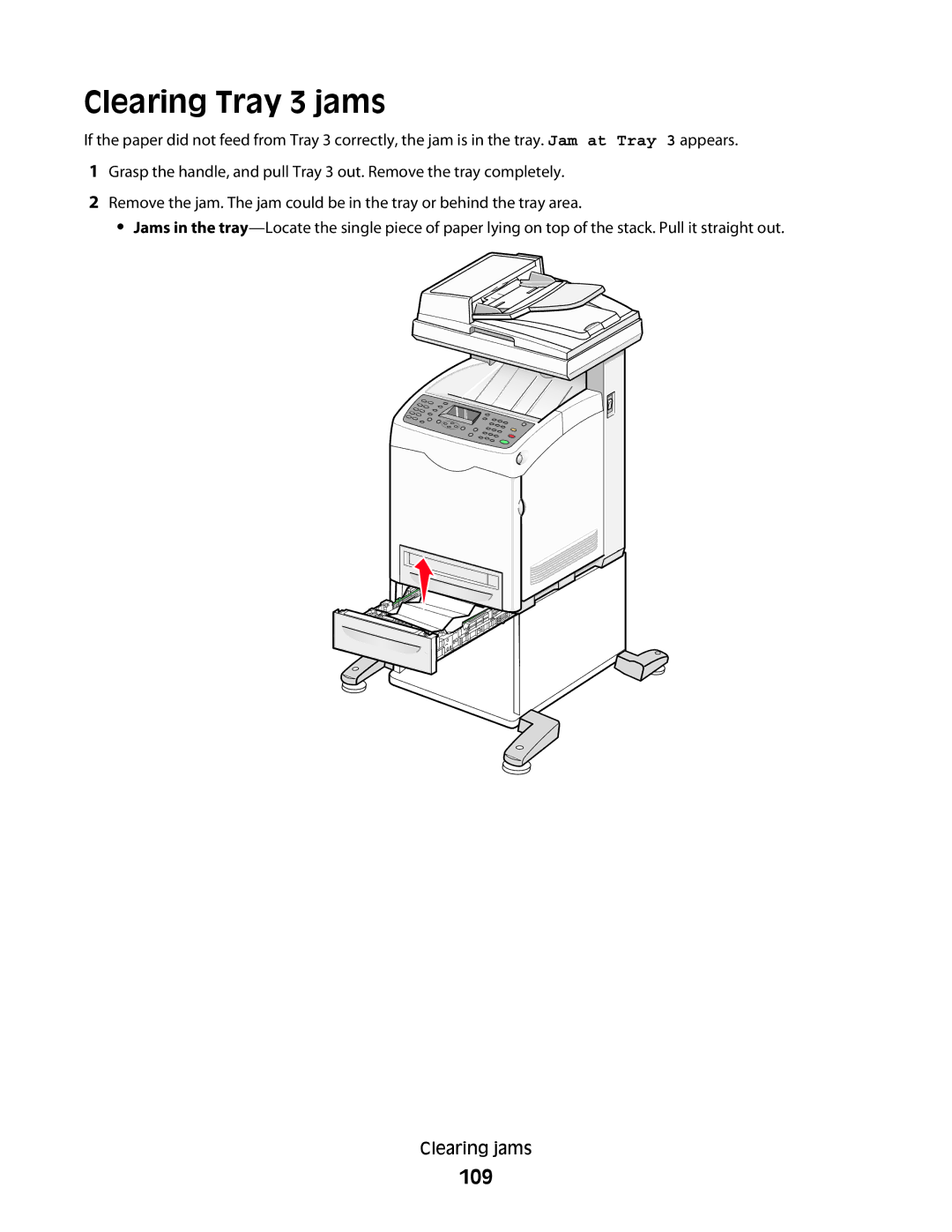 Lexmark 560n manual Clearing Tray 3 jams, 109 