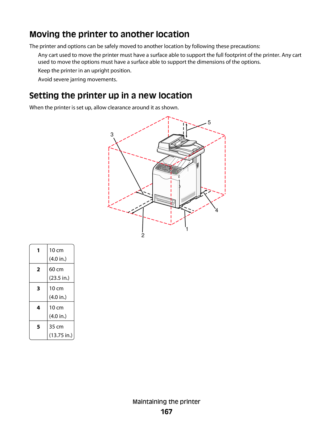 Lexmark 560n manual Moving the printer to another location, Setting the printer up in a new location, 167 