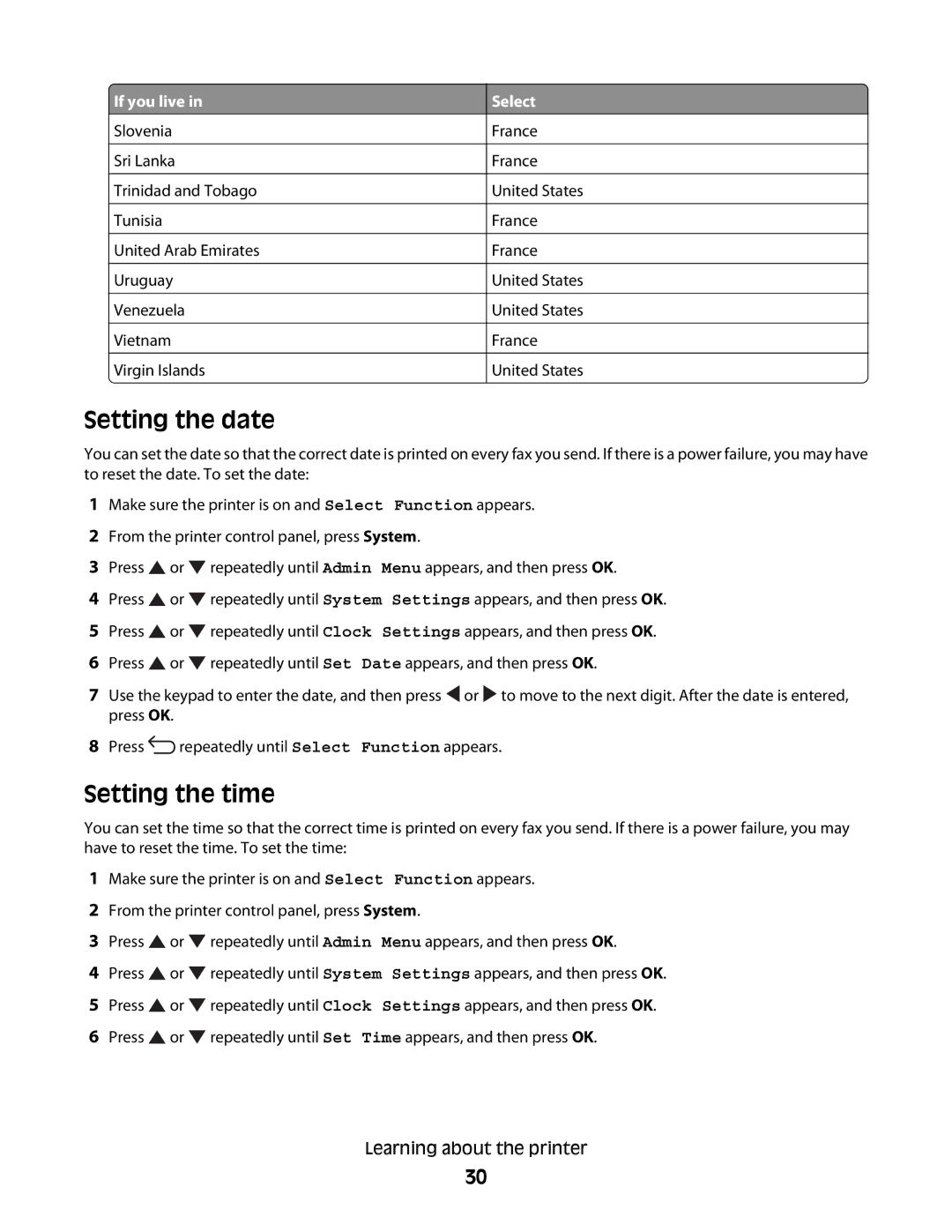 Lexmark 560n manual Setting the date, Setting the time 