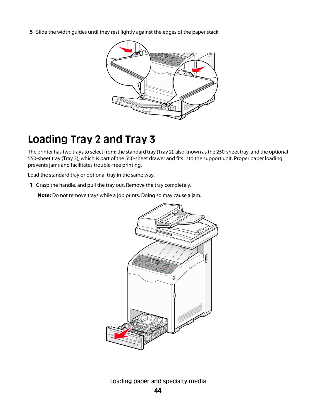 Lexmark 560n manual Loading Tray 2 and Tray 