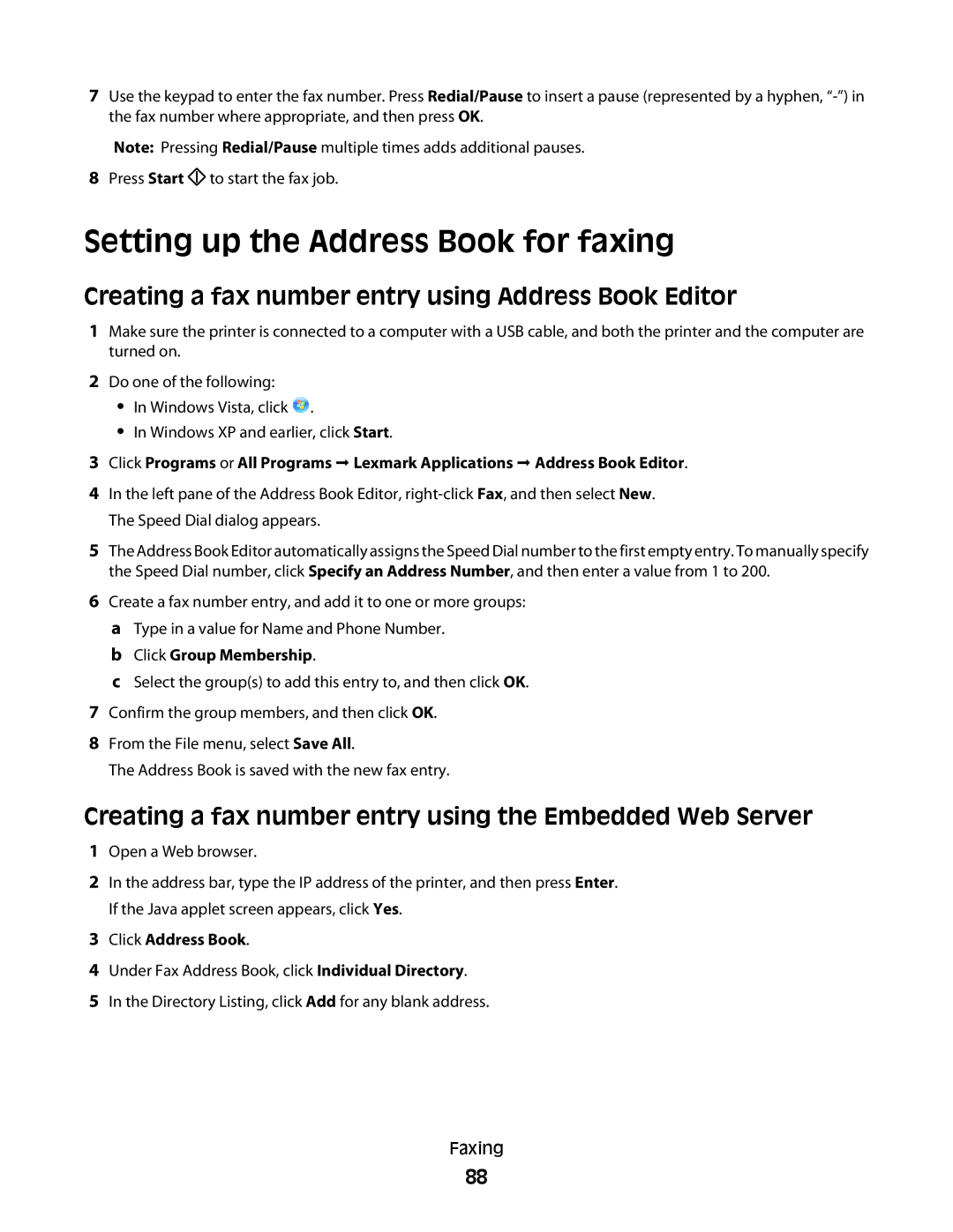 Lexmark 560n manual Setting up the Address Book for faxing, Creating a fax number entry using Address Book Editor 