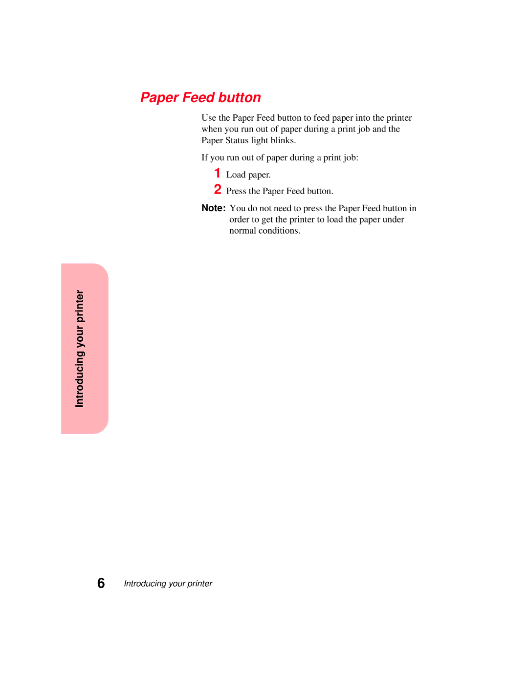 Lexmark 5770 manual Paper Feed button 