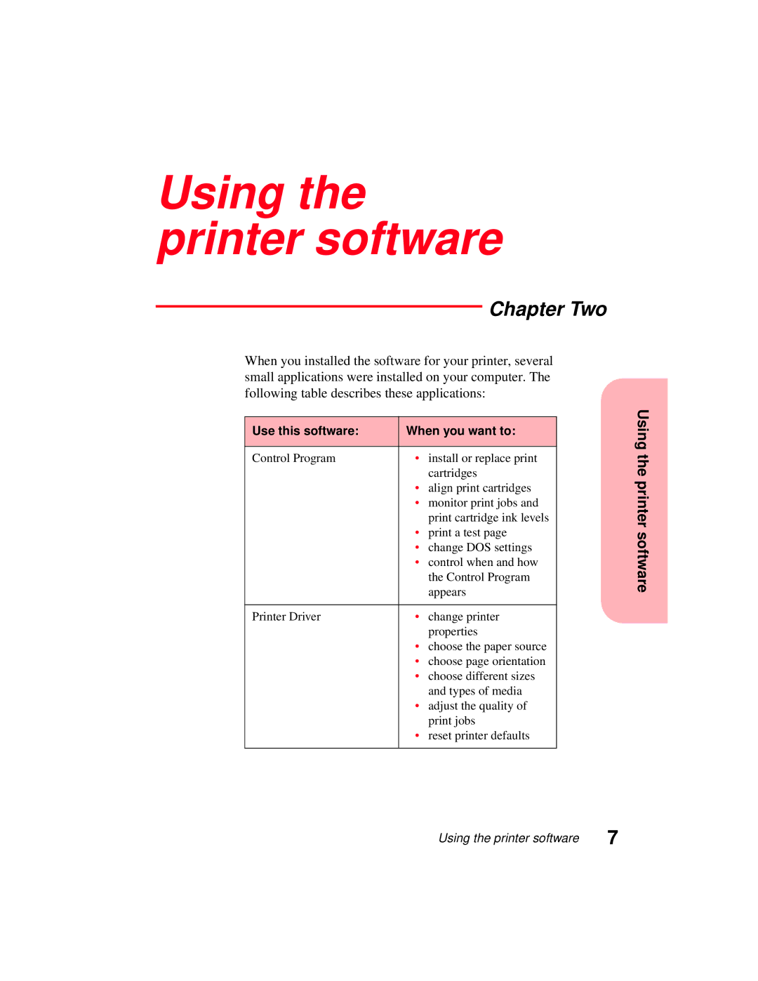 Lexmark 5770 manual Using the printer software, Chapter Two 