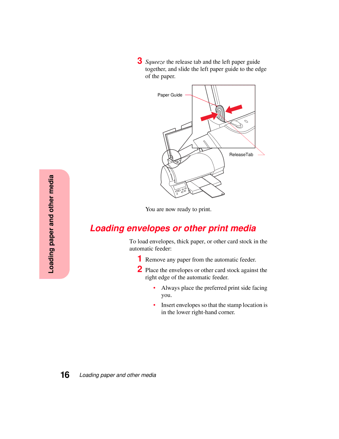 Lexmark 5770 manual Loading envelopes or other print media 