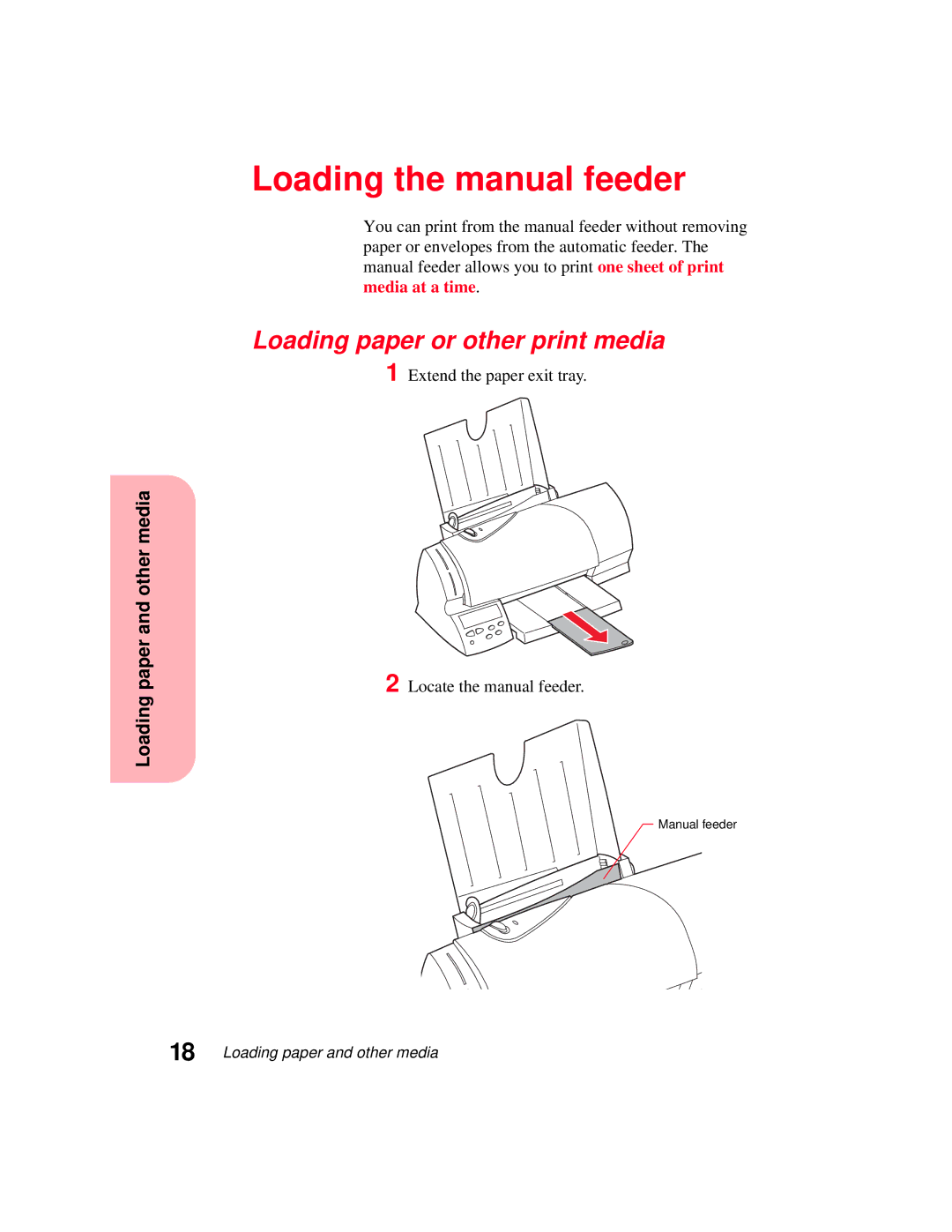 Lexmark 5770 Loading the manual feeder, Loading paper or other print media 