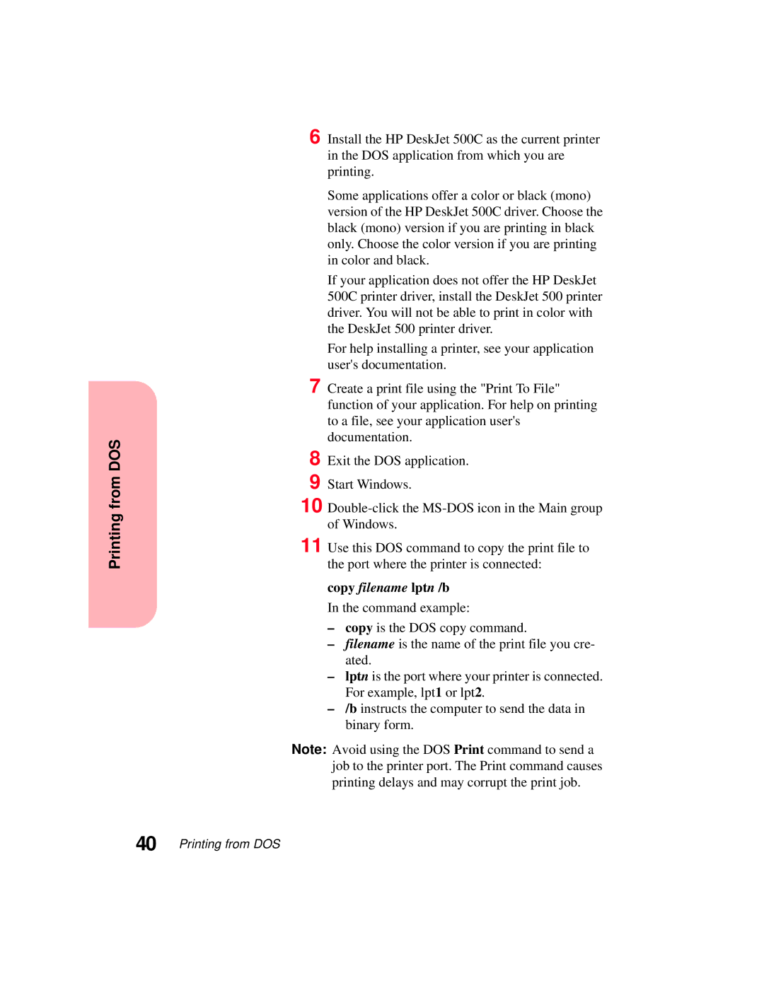 Lexmark 5770 manual Printing from DOS 