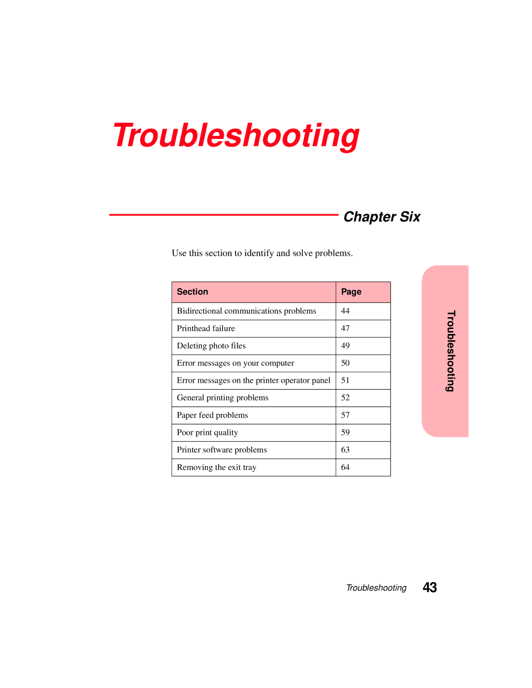 Lexmark 5770 manual Troubleshooting, Chapter Six 