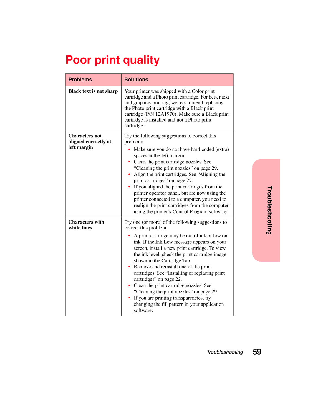 Lexmark 5770 manual Poor print quality 