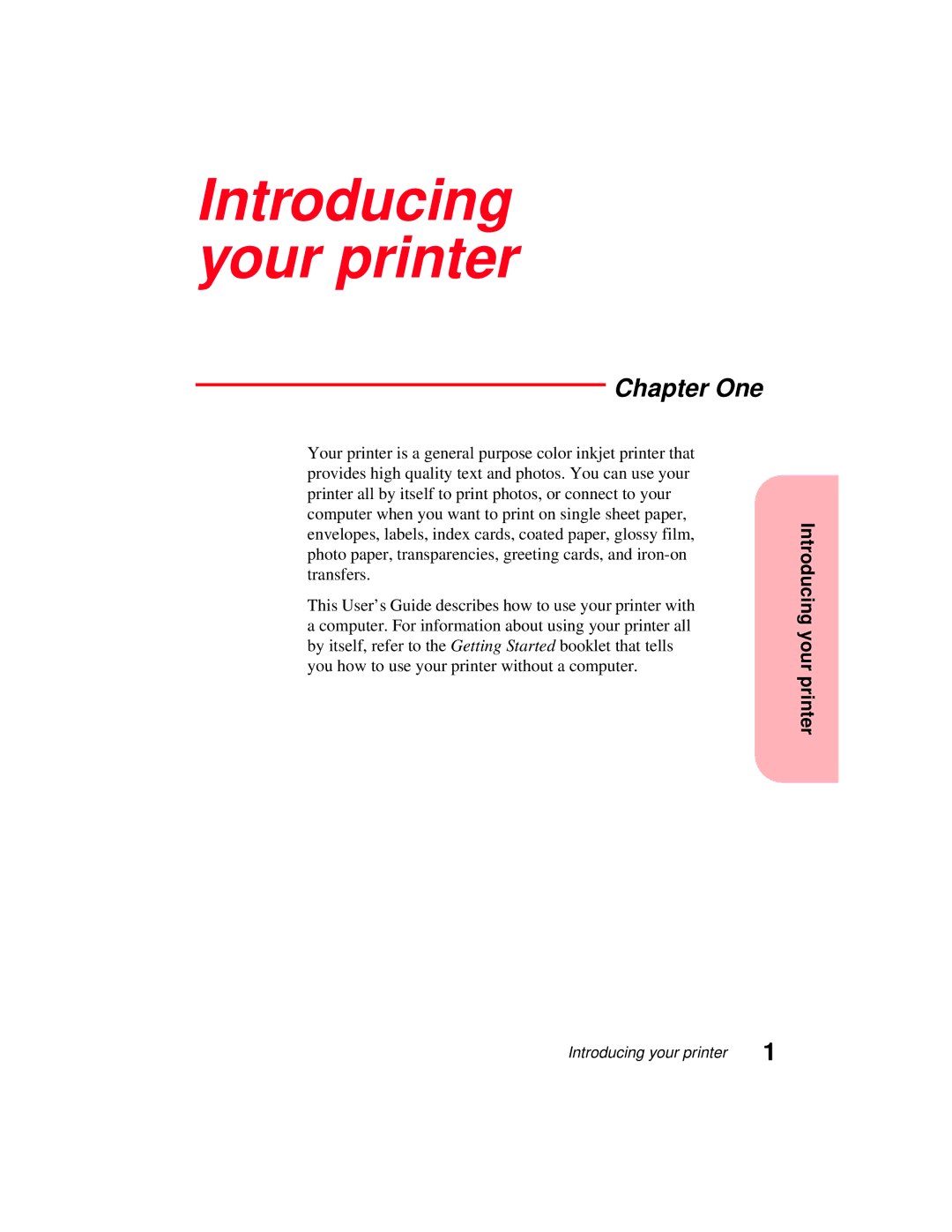 Lexmark 5770 manual Introducing your printer, Chapter One 