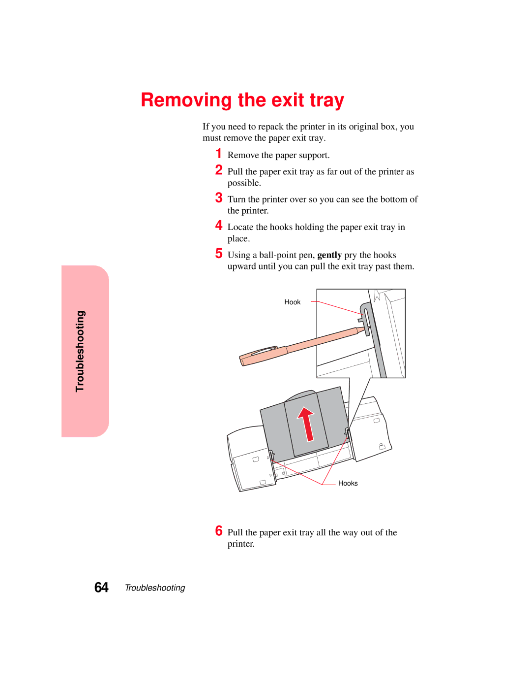 Lexmark 5770 manual Removing the exit tray 