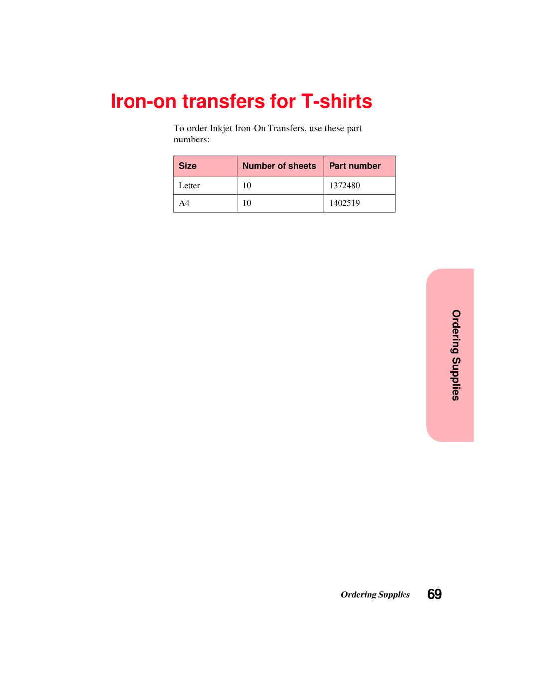 Lexmark 5770 manual Iron-on transfers for T-shirts 