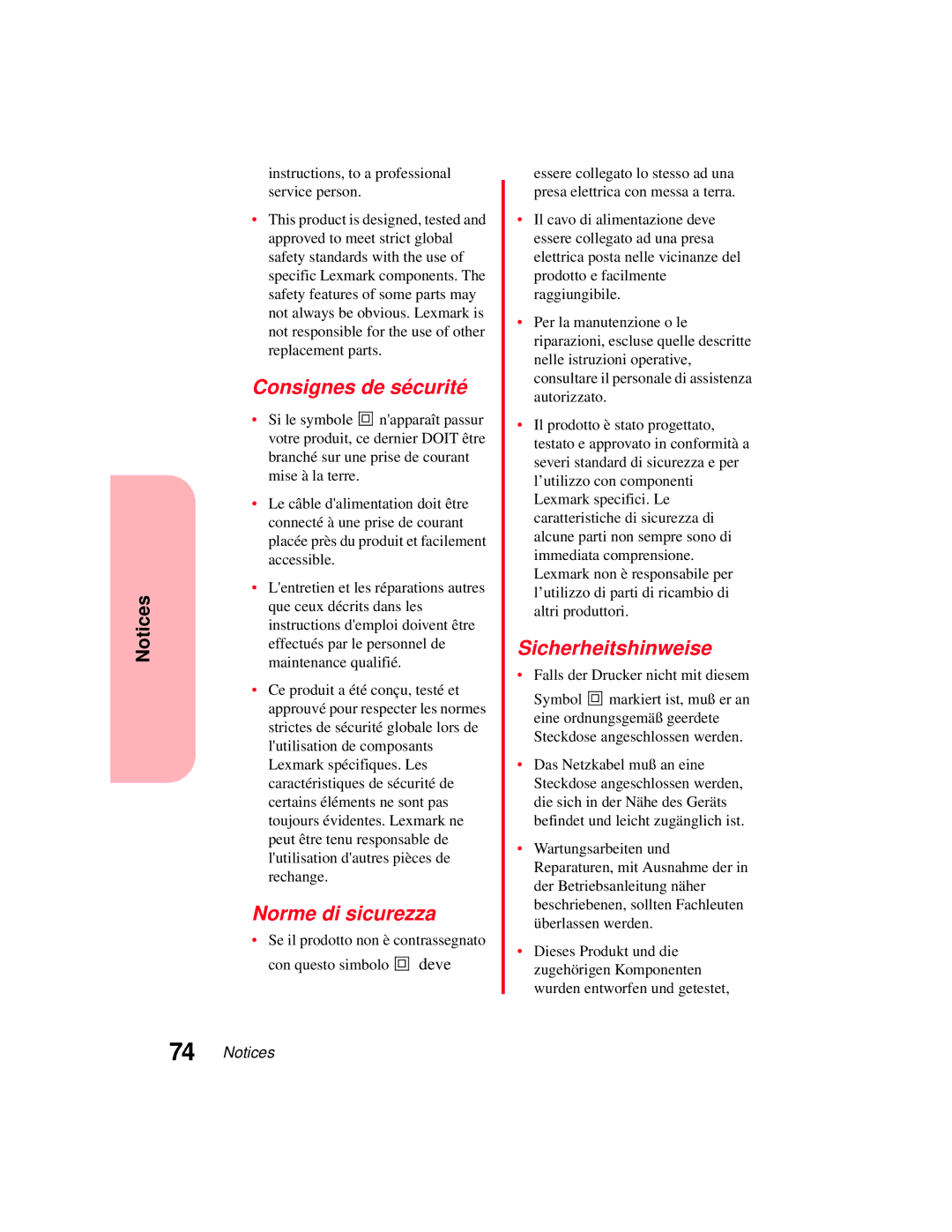 Lexmark 5770 manual Consignes de sécurité 