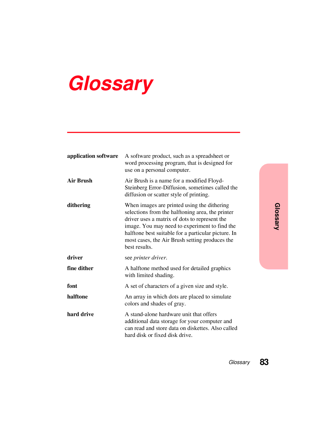 Lexmark 5770 manual Glossary, Air Brush 