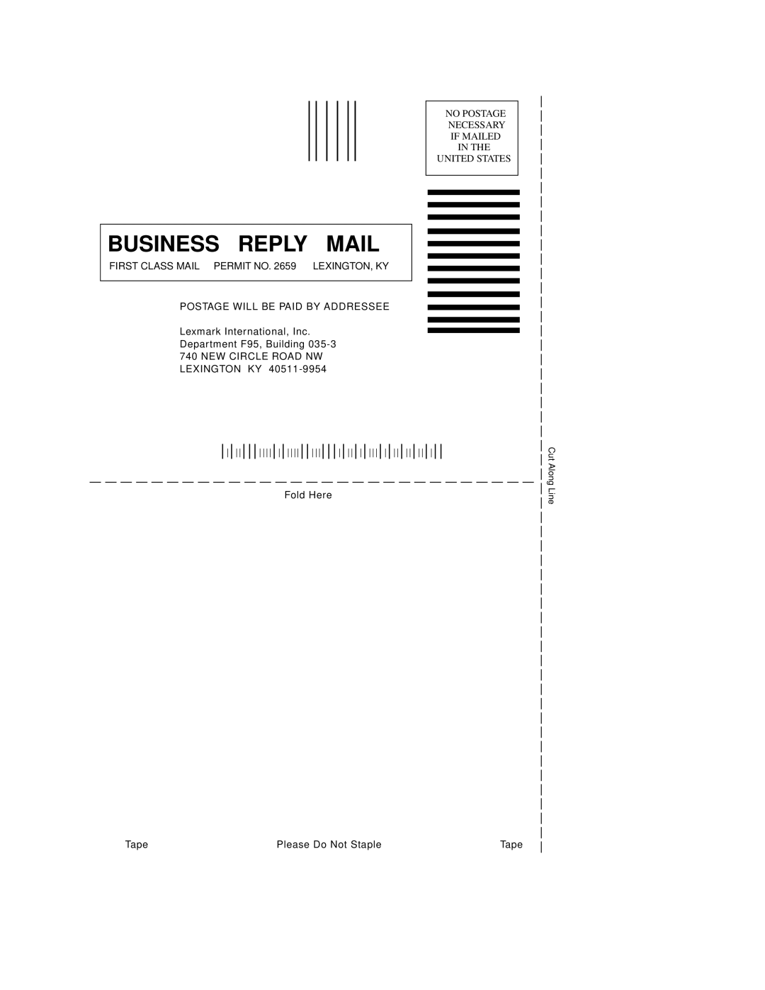 Lexmark 5770 manual Business Reply Mail 