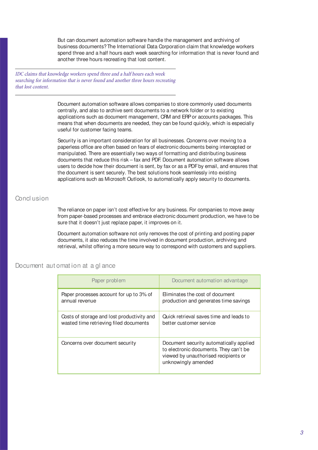 Lexmark 60 manual Conclusion, Document automation at a glance 