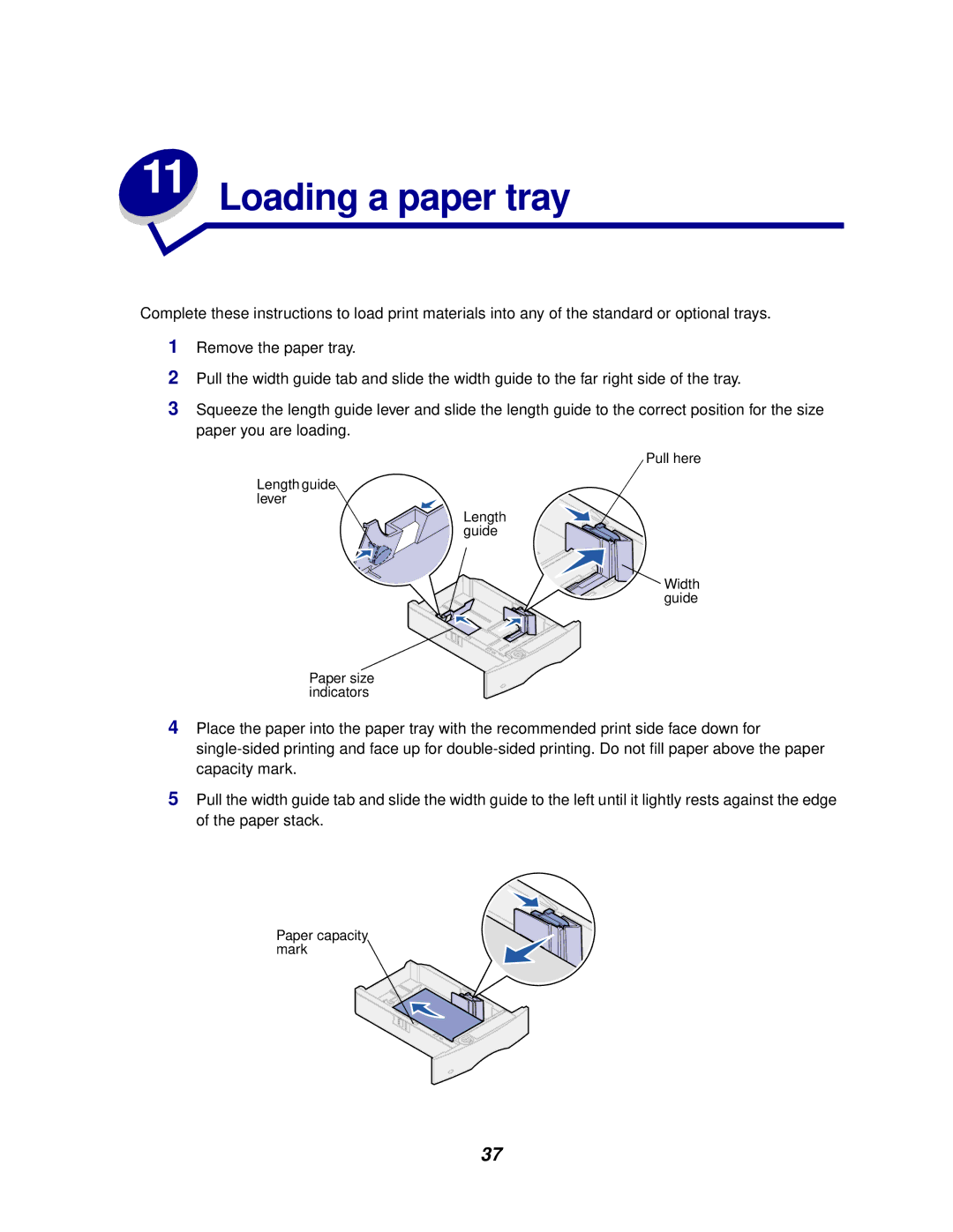 Lexmark 622, 620 manual Loading a paper tray 