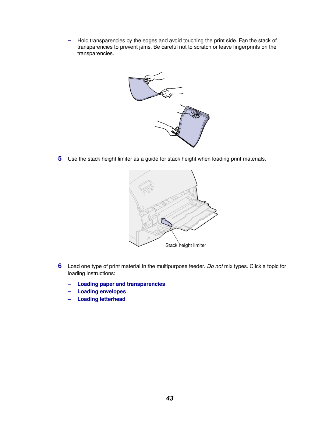 Lexmark 622, 620 manual Stack height limiter 