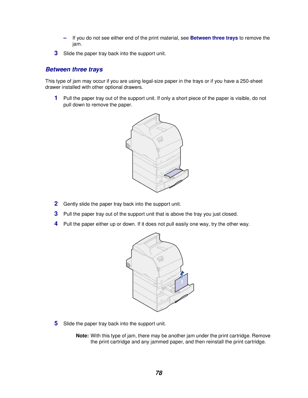 Lexmark 620, 622 manual Between three trays 