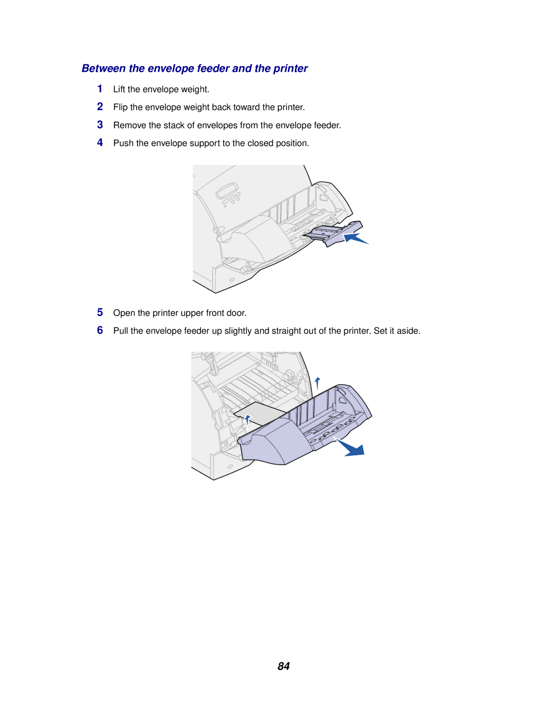 Lexmark 620, 622 manual Between the envelope feeder and the printer 