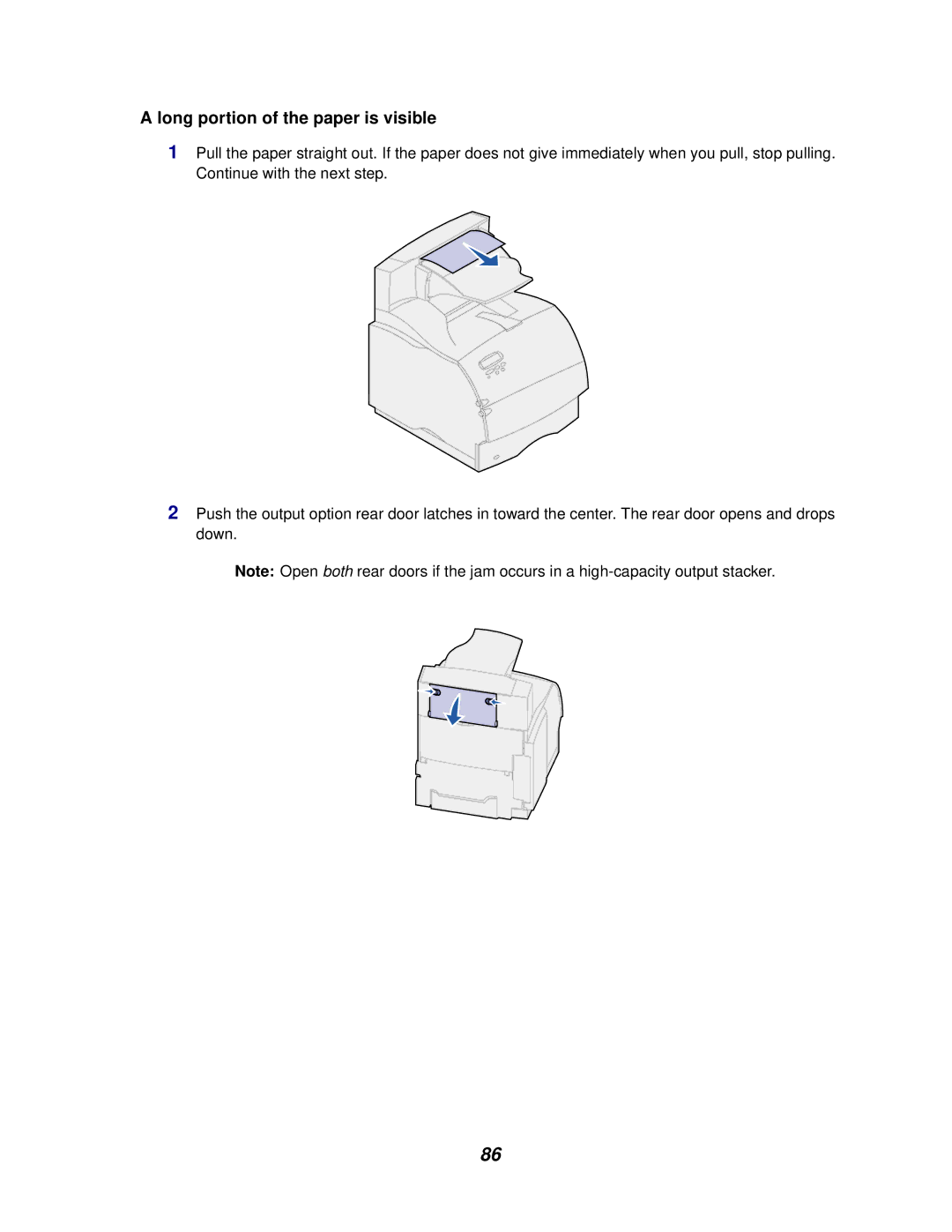 Lexmark 620, 622 manual Long portion of the paper is visible 