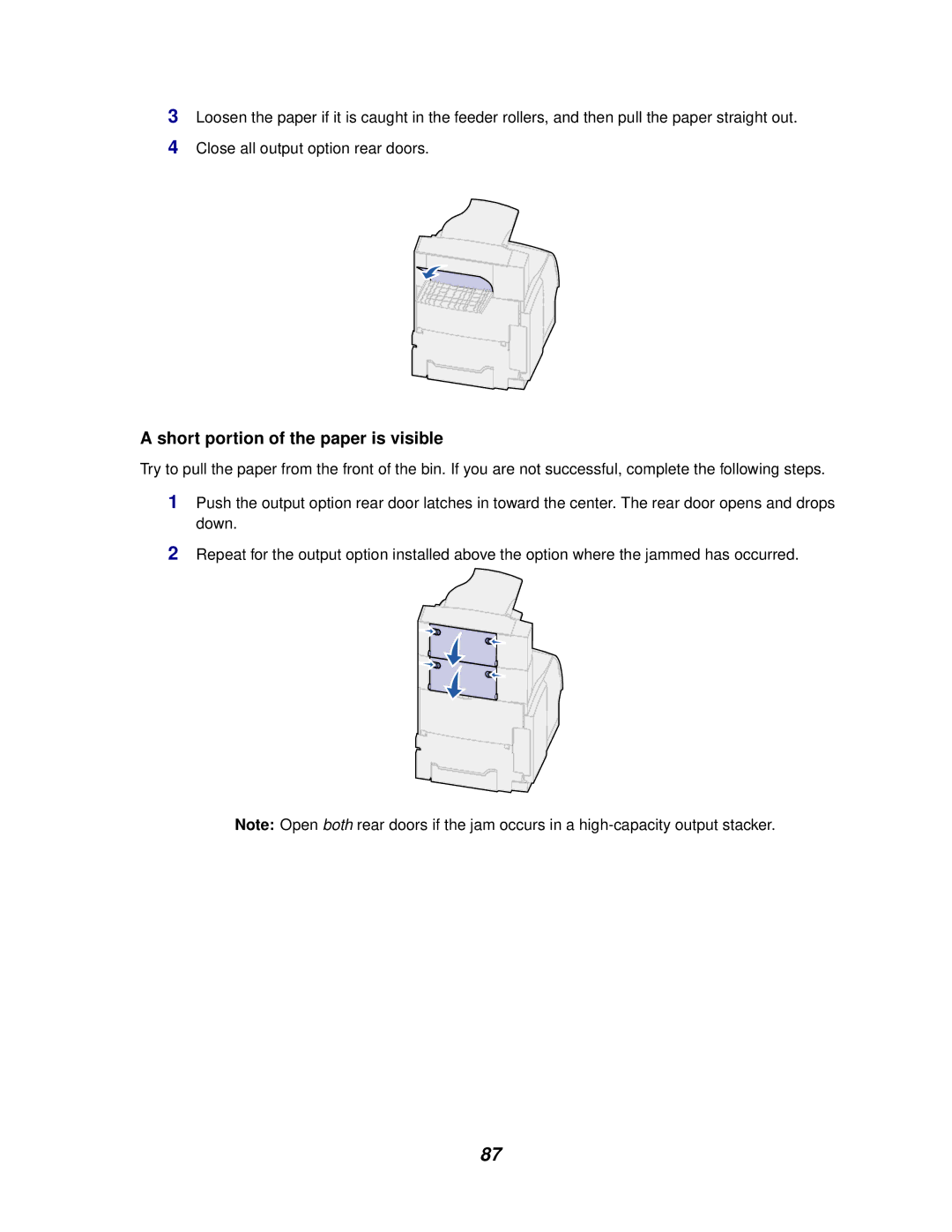 Lexmark 622, 620 manual Short portion of the paper is visible 