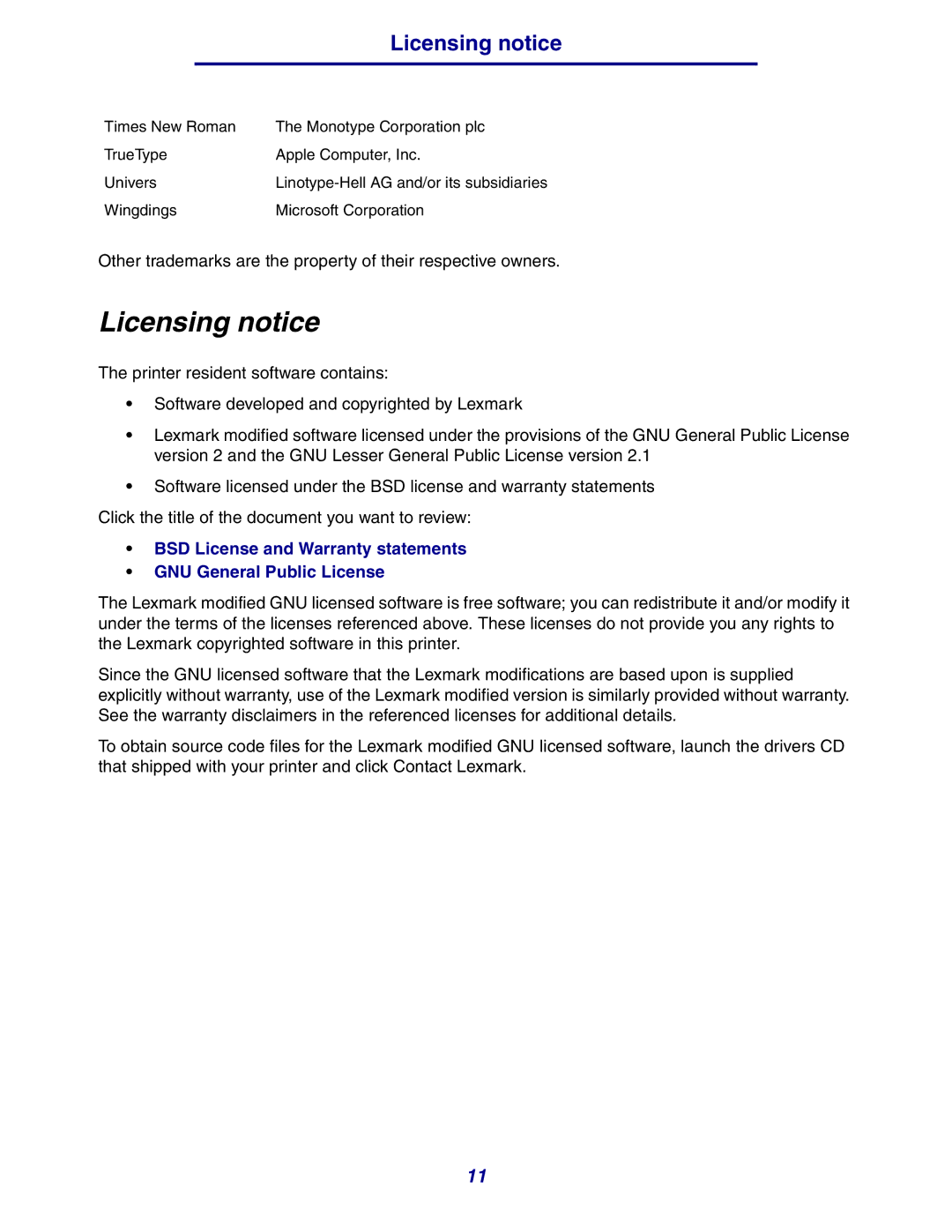 Lexmark 630 manual Licensing notice 