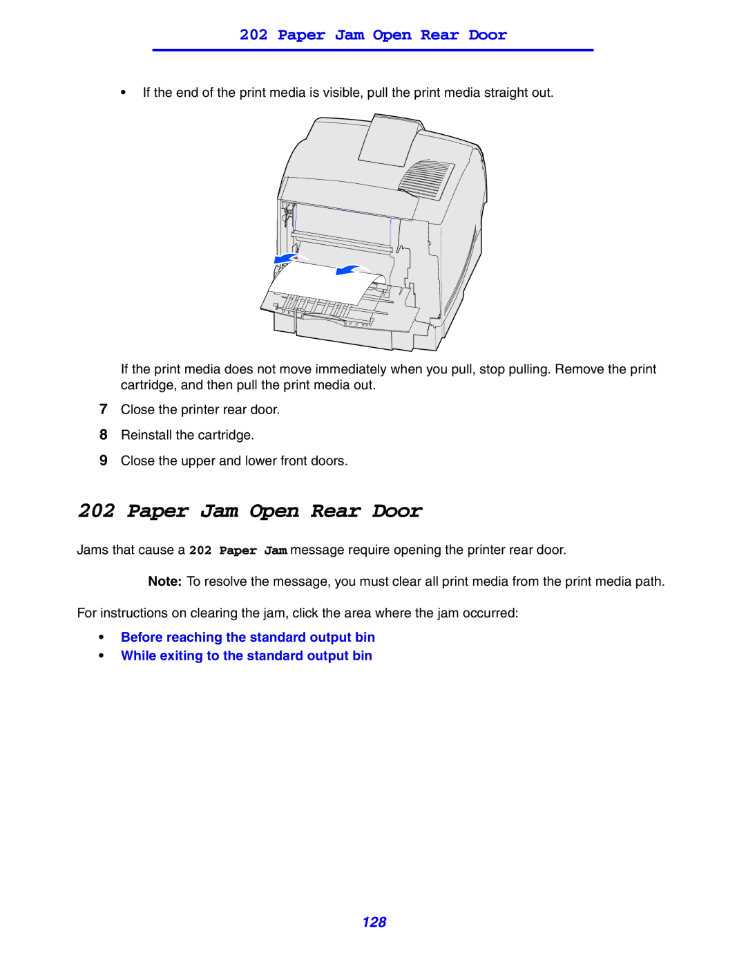 Lexmark 630 manual Paper Jam Open Rear Door 