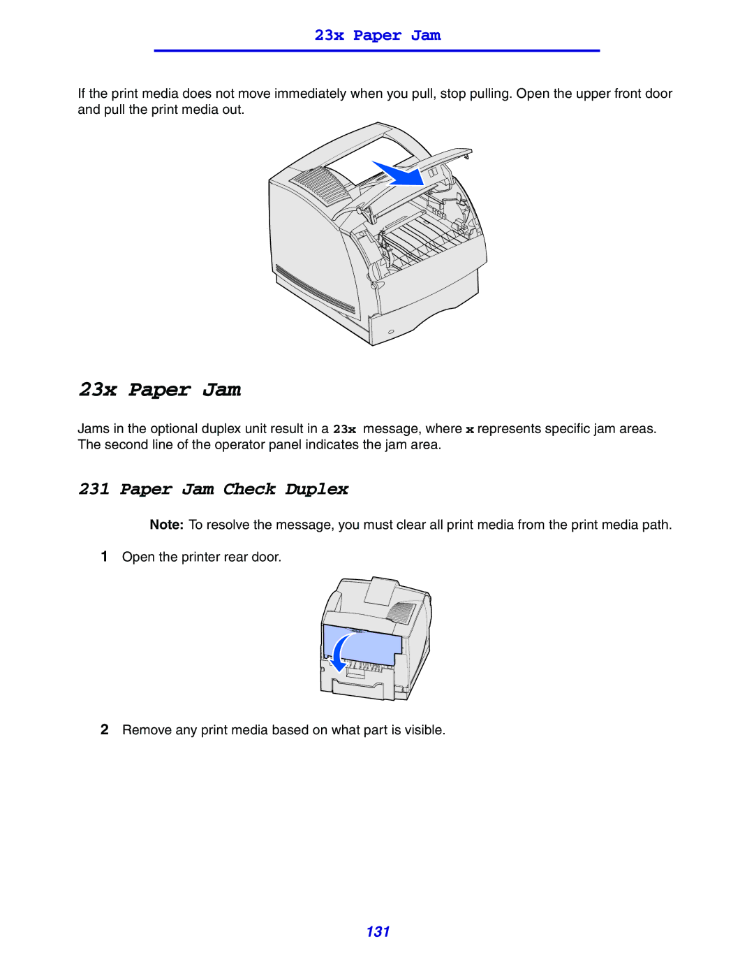 Lexmark 630 manual 23x Paper Jam 