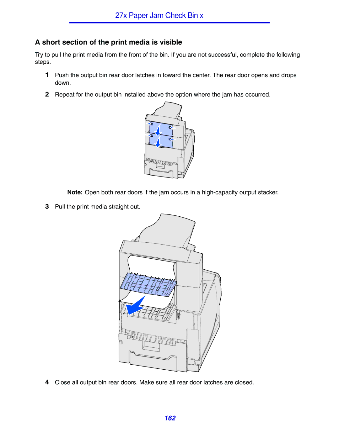 Lexmark 630 manual Short section of the print media is visible 