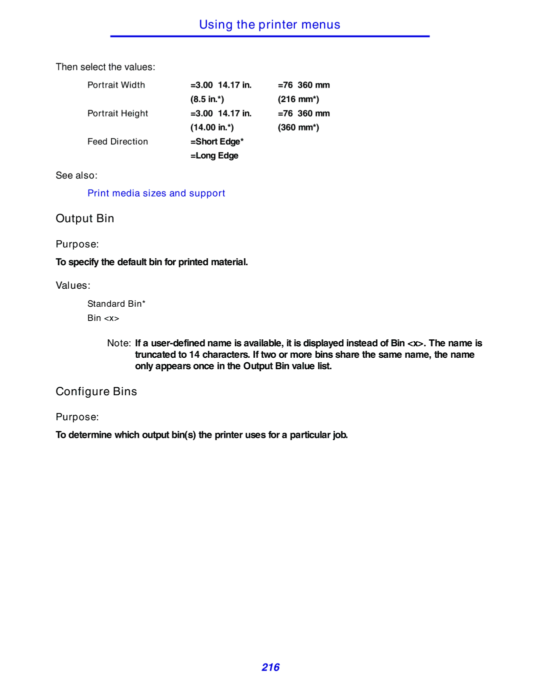 Lexmark 630 manual Output Bin, Configure Bins 