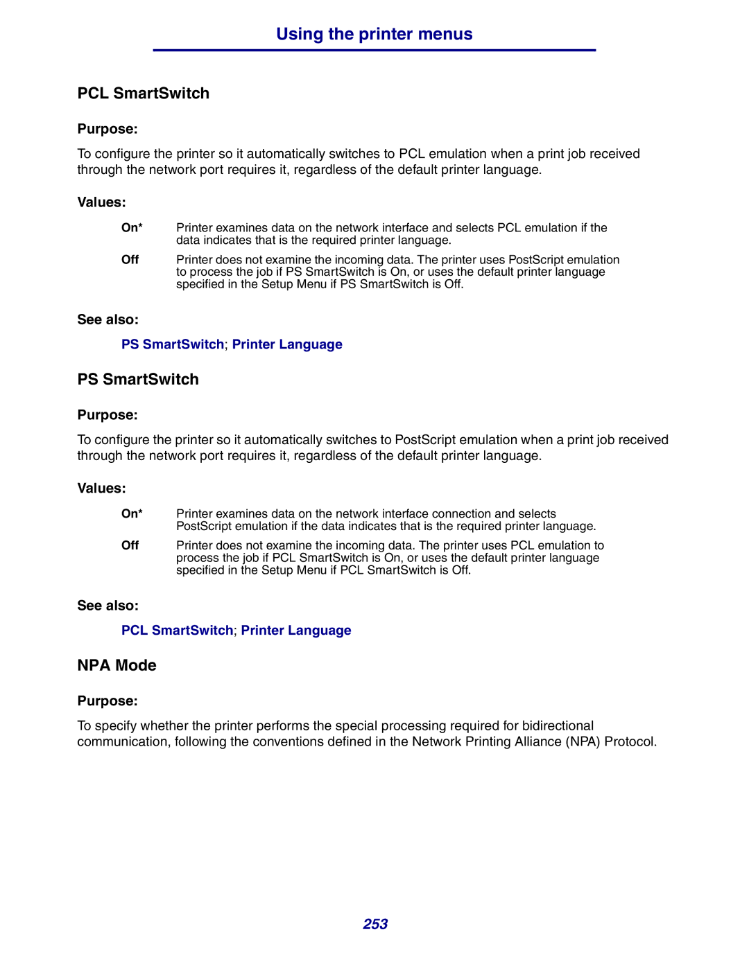 Lexmark 630 manual 253 