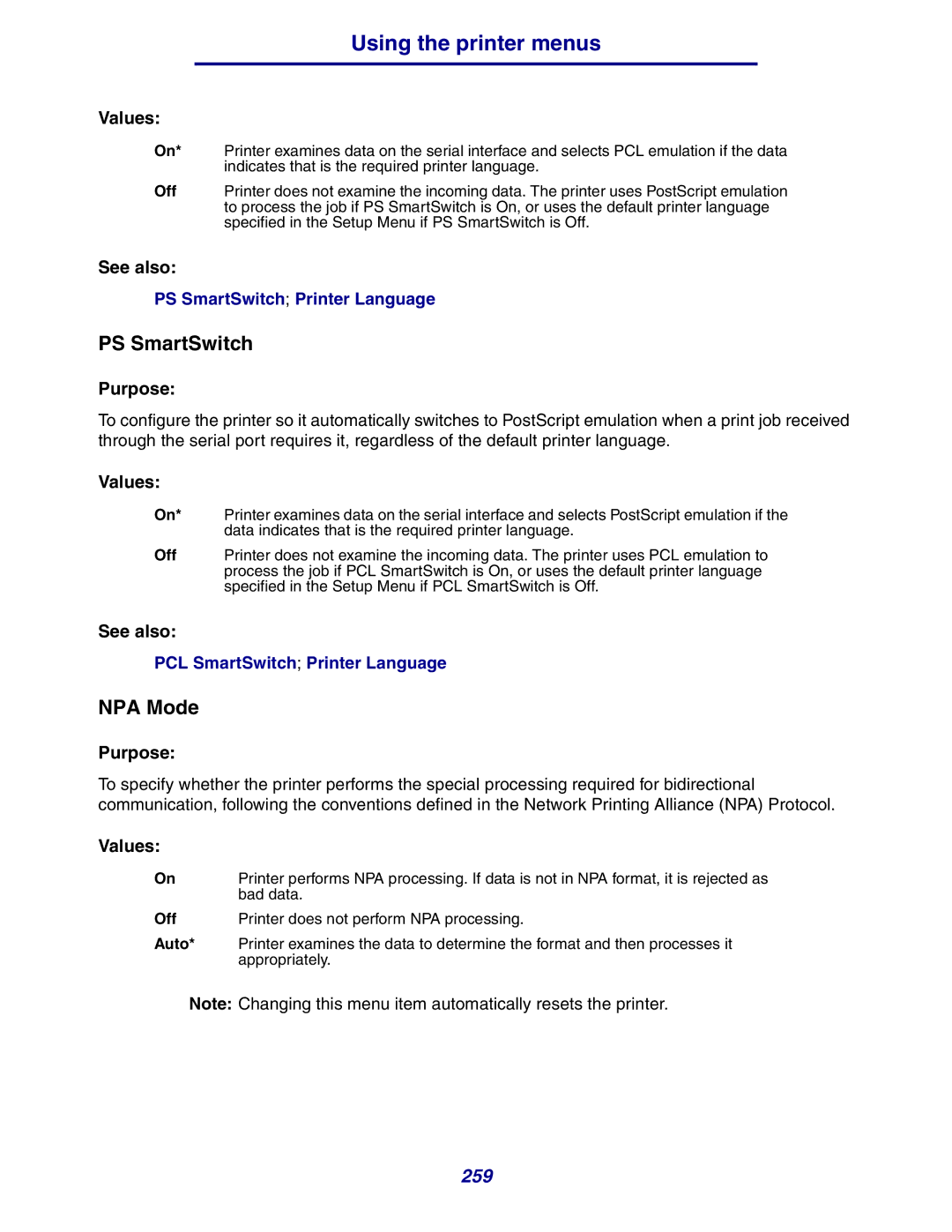 Lexmark 630 manual 259 