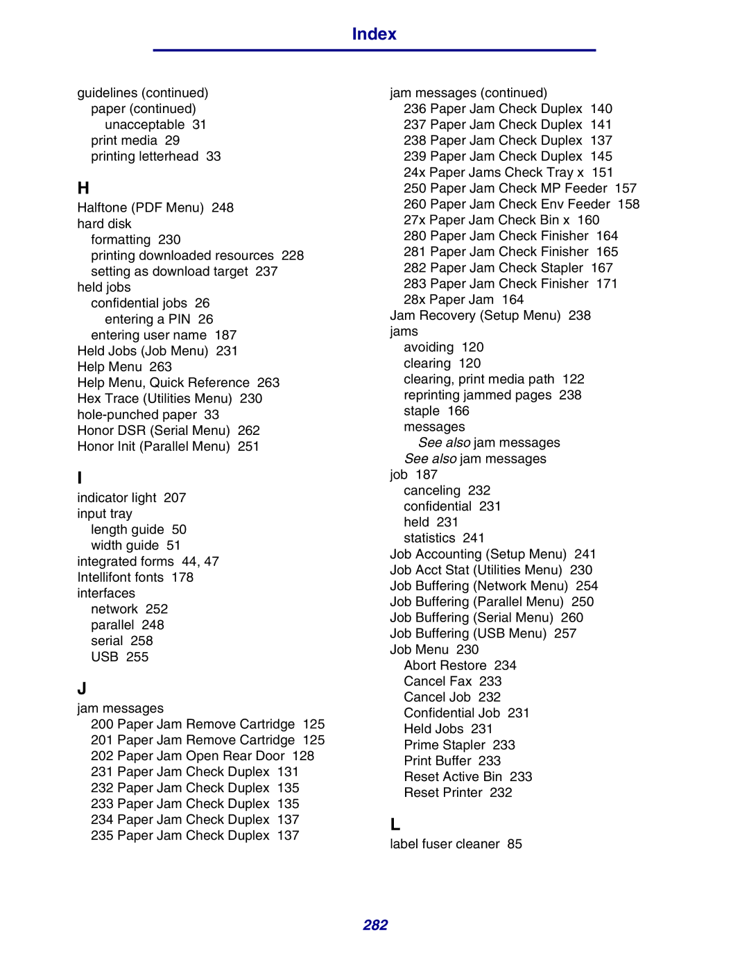 Lexmark 630 manual 282 