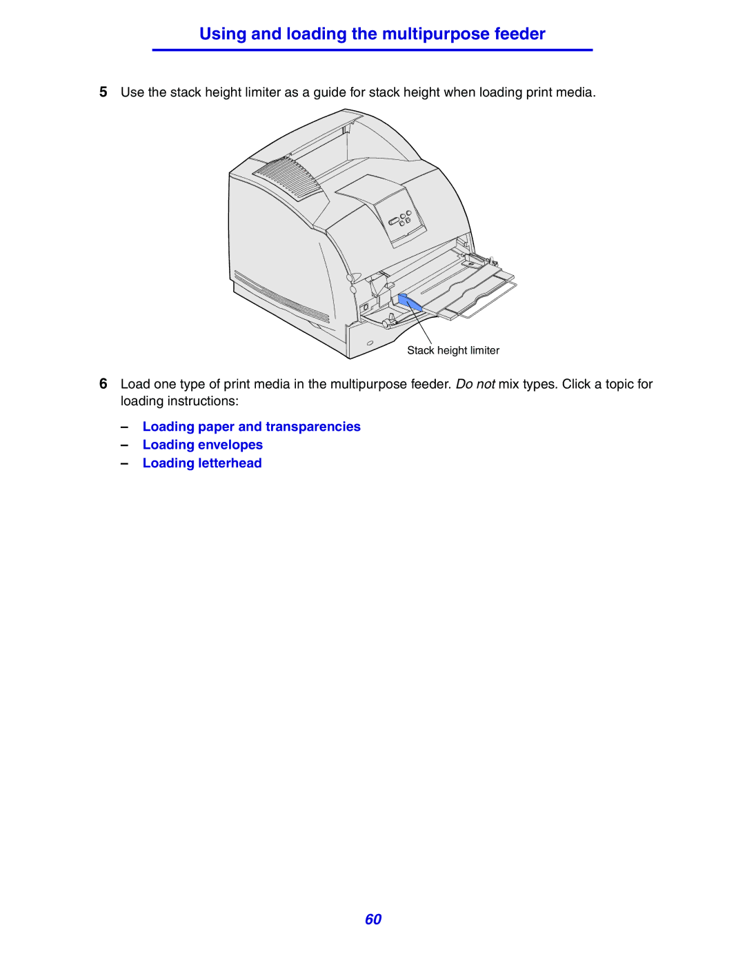 Lexmark 630 manual Stack height limiter 