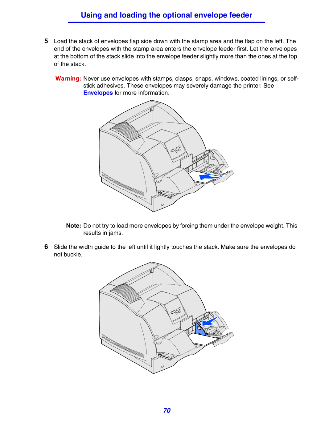 Lexmark 630 manual Using and loading the optional envelope feeder 