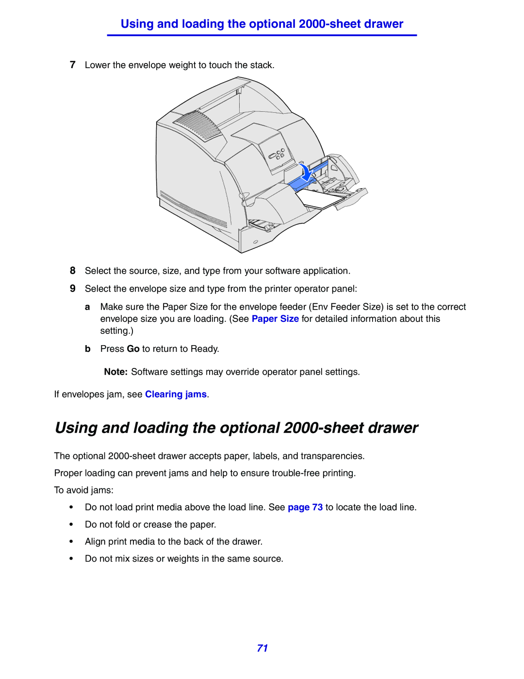 Lexmark 630 manual Using and loading the optional 2000-sheet drawer 