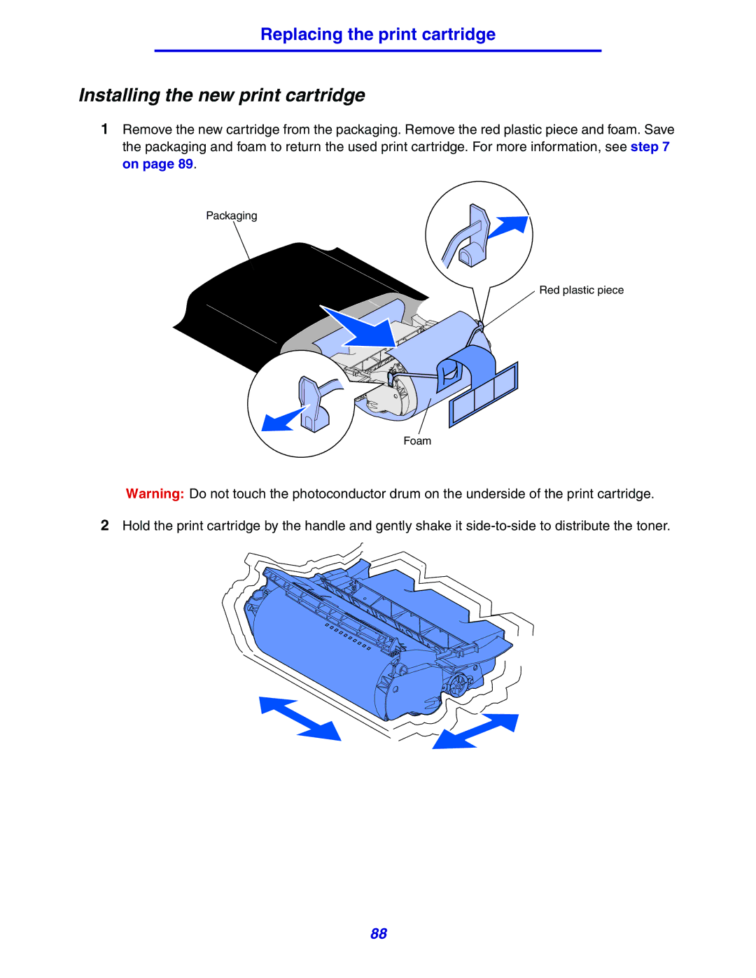 Lexmark 630 manual Installing the new print cartridge 