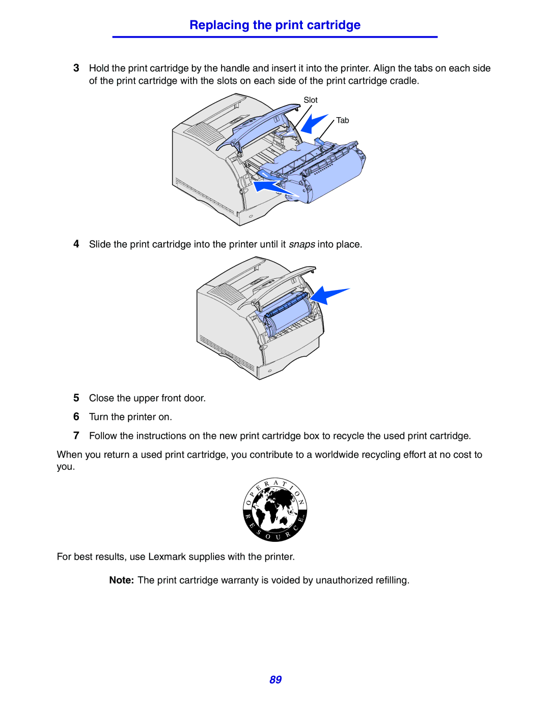 Lexmark 630 manual Slot Tab 