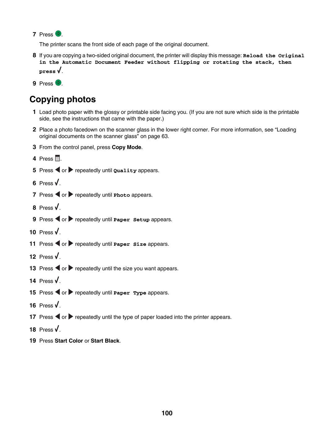 Lexmark 6500 Series manual Copying photos, 100 