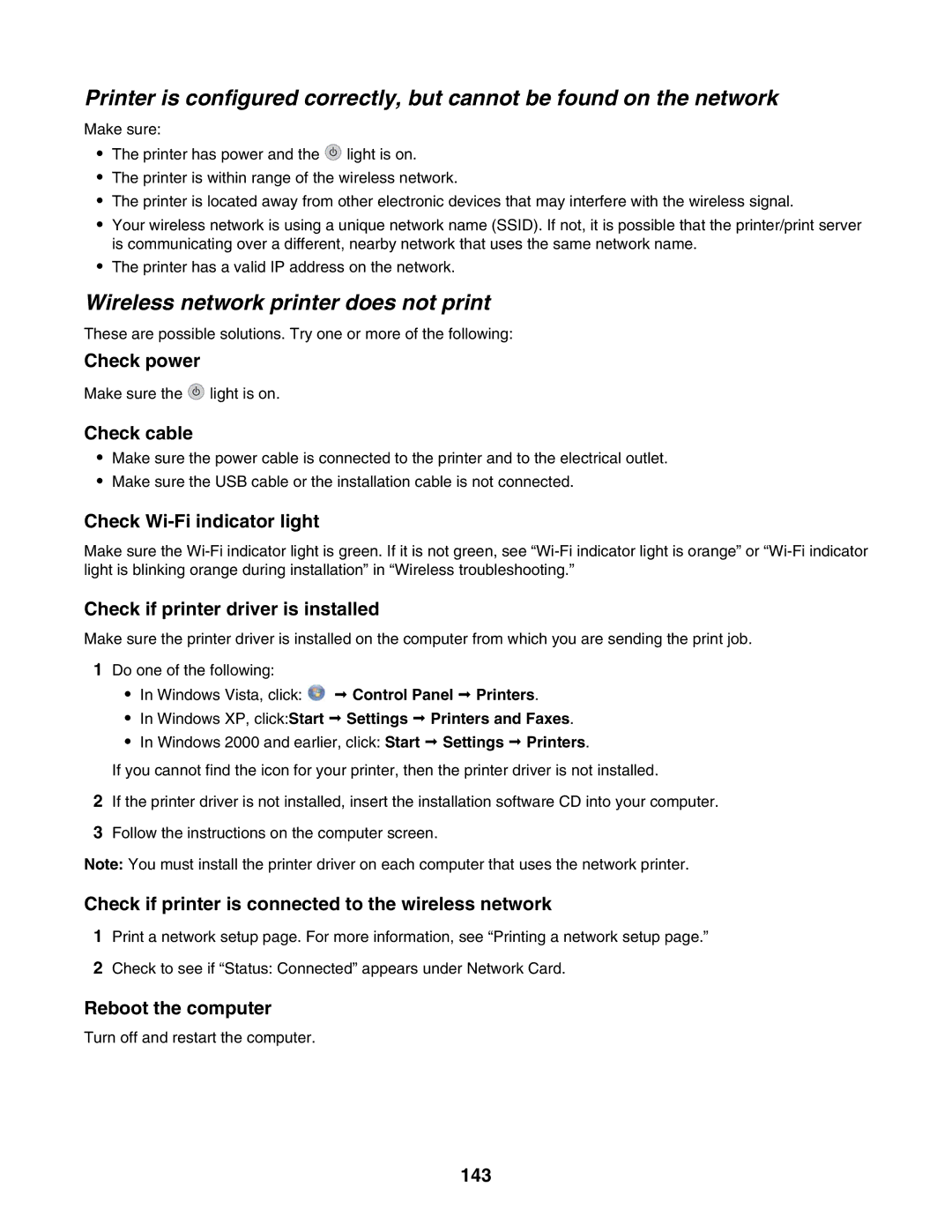 Lexmark 6500 Series manual Wireless network printer does not print 