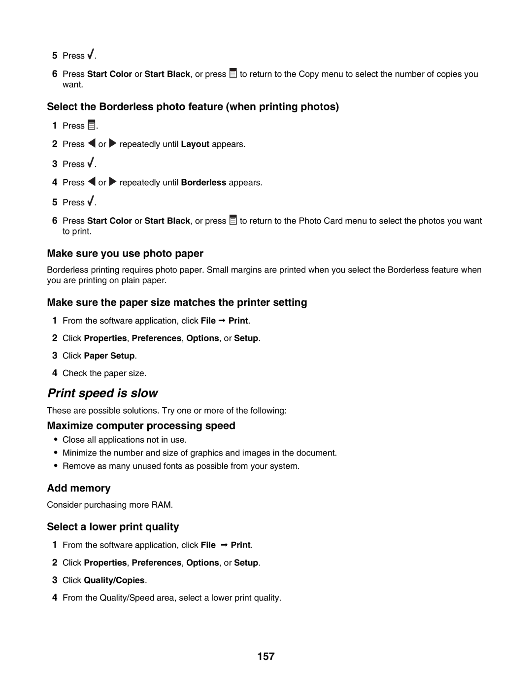 Lexmark 6500 Series manual Print speed is slow 