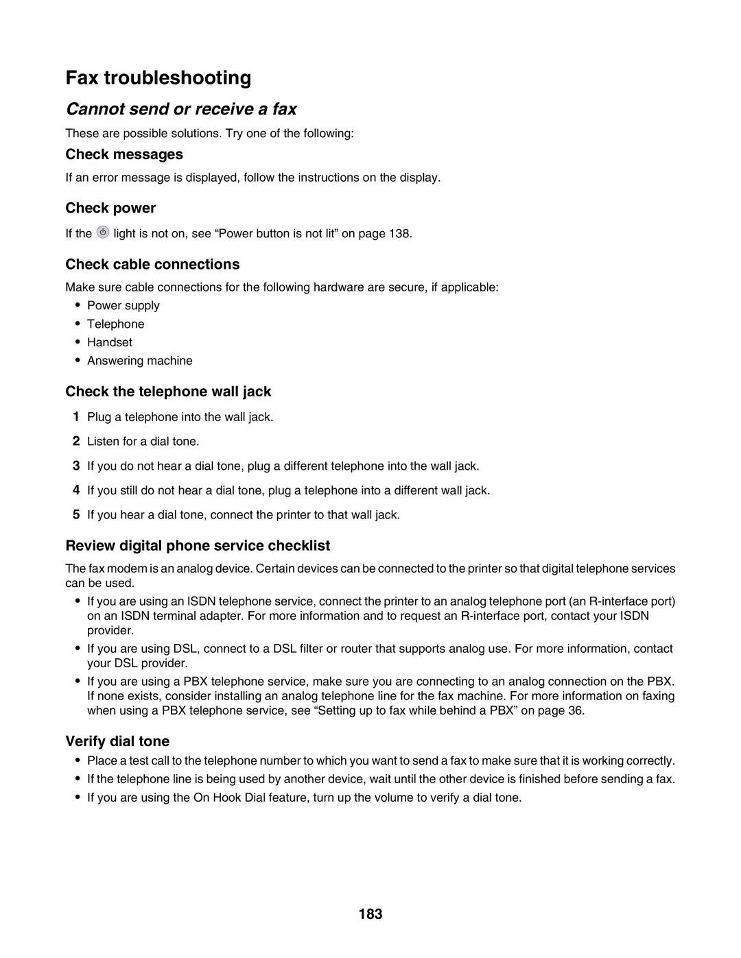 Lexmark 6500 Series manual Fax troubleshooting, Cannot send or receive a fax 