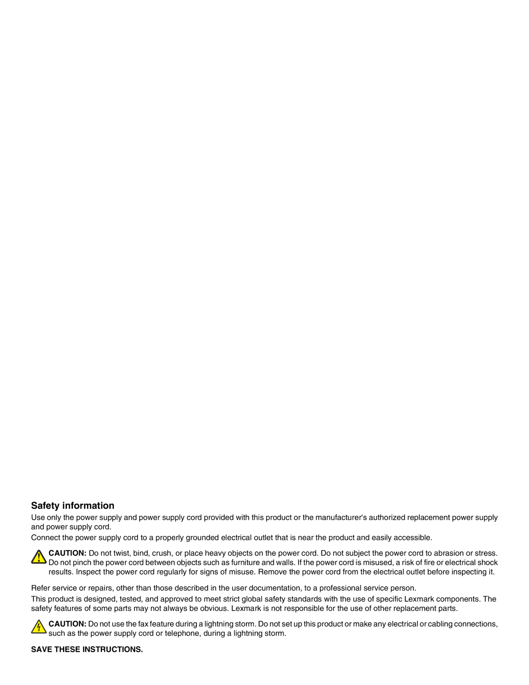 Lexmark 6500 Series manual Safety information 