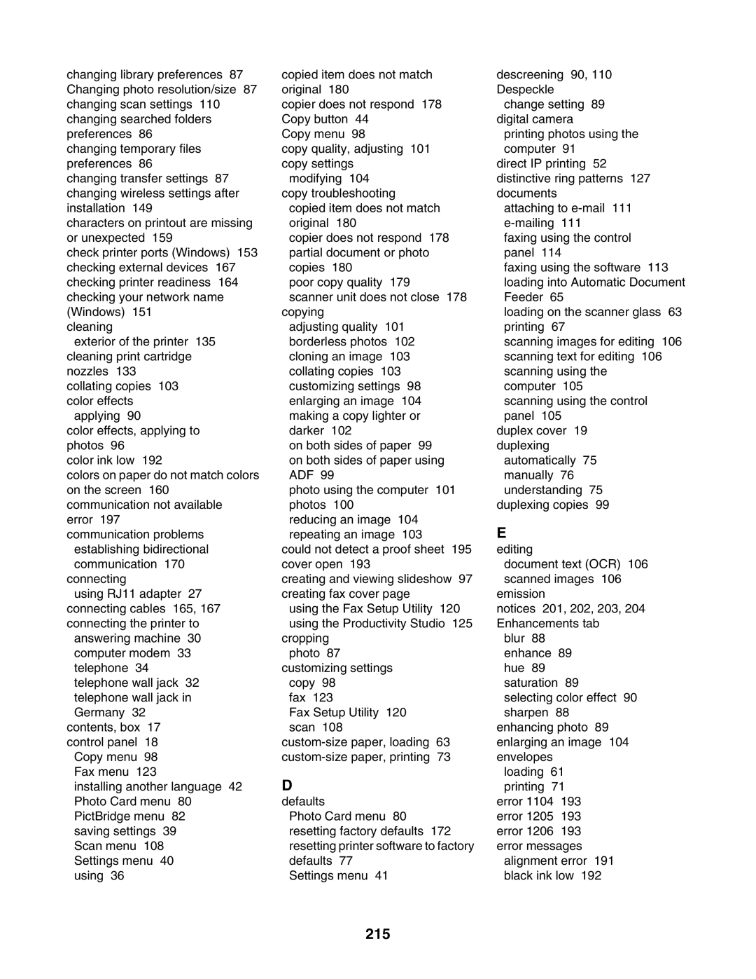 Lexmark 6500 Series manual 215 